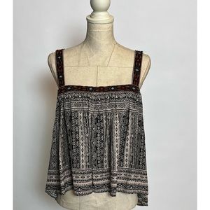 Boho Print Crop Tank with Embroidered Straps by Alya  Sz M
